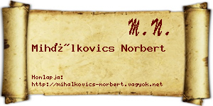 Mihálkovics Norbert névjegykártya